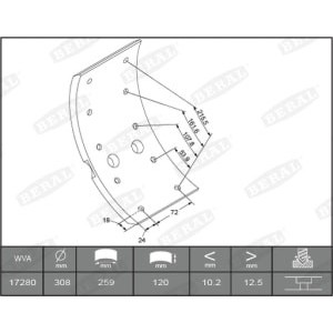 Set garnituri de frictiune, frana tambur BERAL