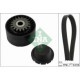 Set curea transmisie cu caneluri INA pentru RENAULT CLIO III, IV, MODUS, TWINGO II, WIND 1.2, lungime 1035 mm, 7 nervuri