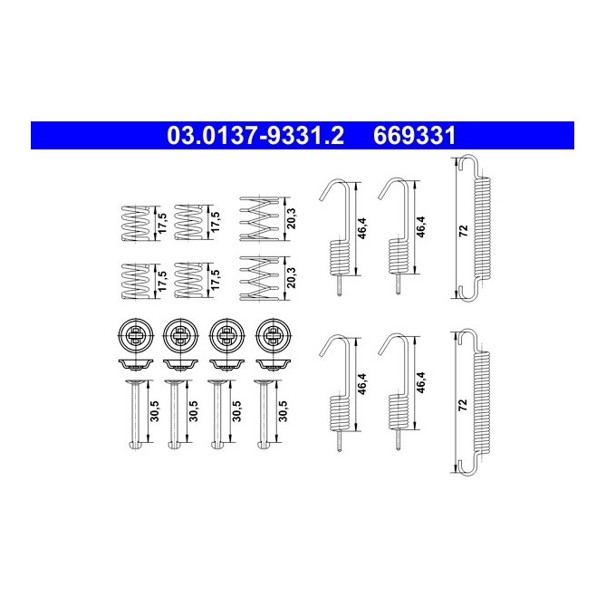 Set accesorii, saboti frana parcare ATE