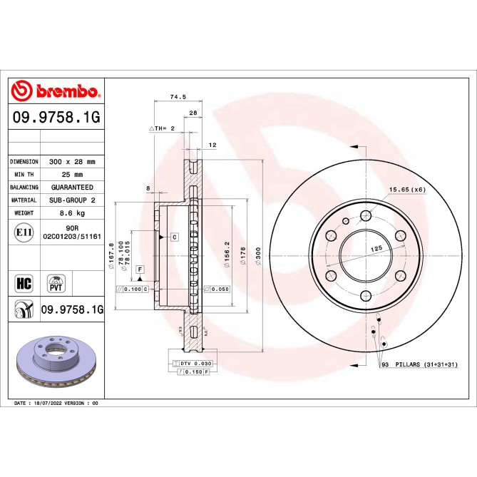 Set frana, frana disc BREMBO