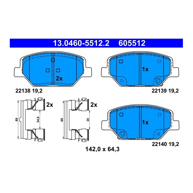 Set placute frana,frana disc ATE