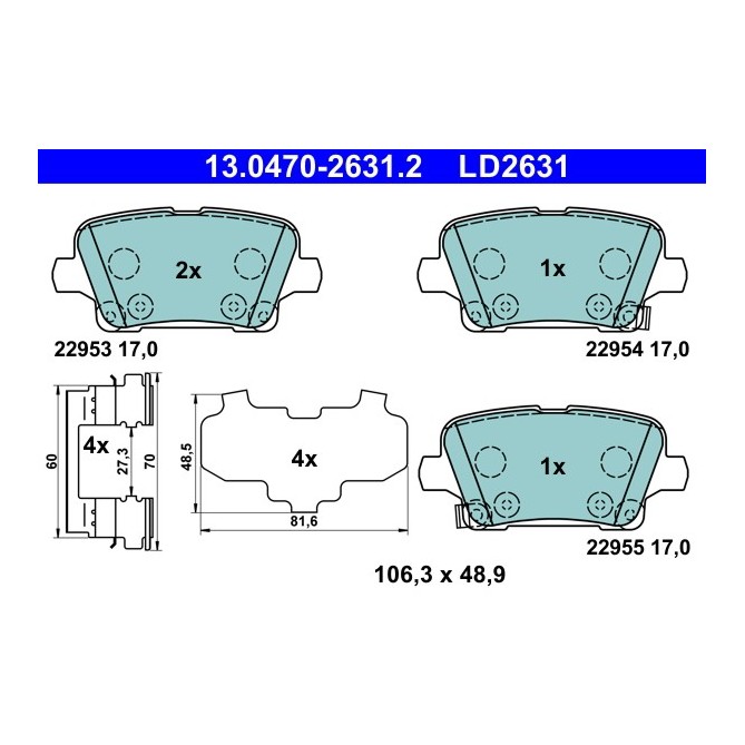 Set placute frana,frana disc ATE