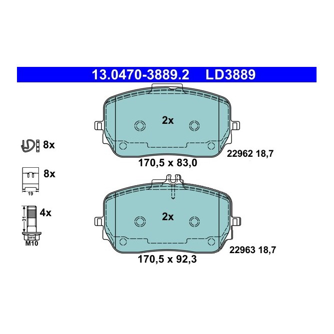 Set placute frana,frana disc ATE