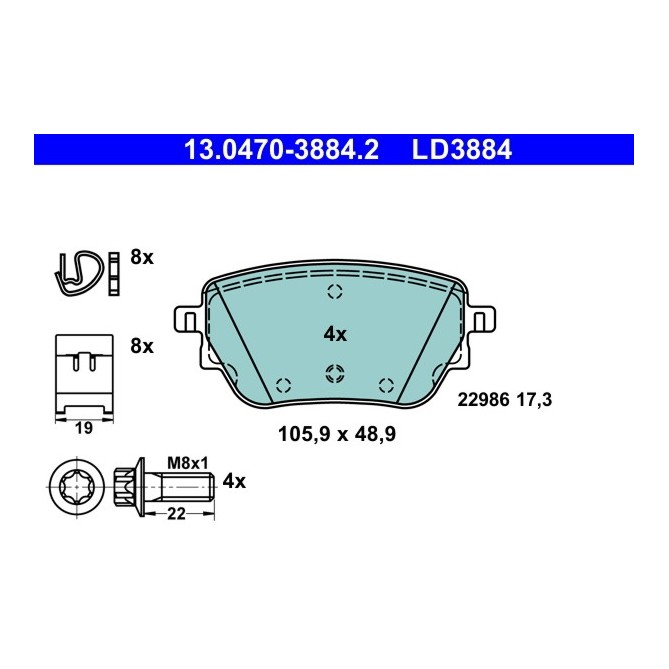 Set placute frana,frana disc ATE