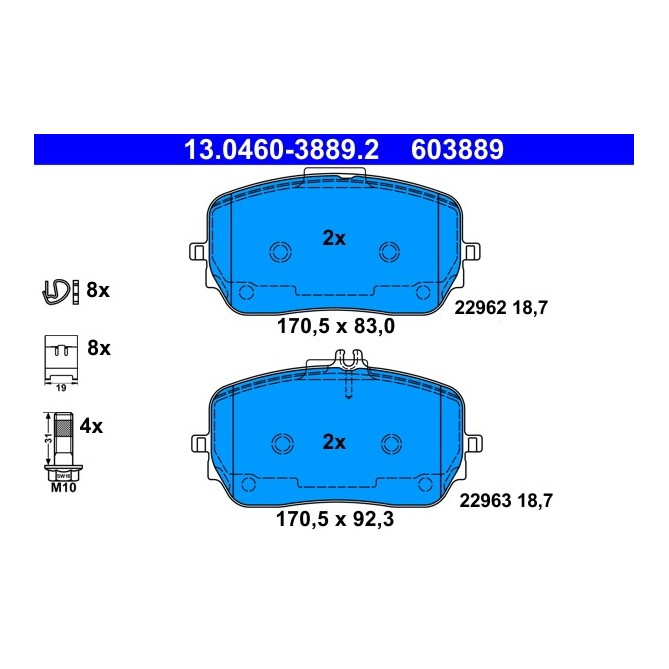 Set placute frana,frana disc ATE
